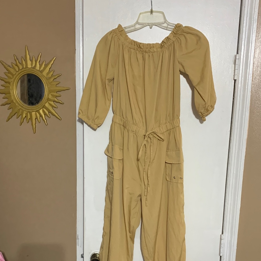 Elegant Tan Off-Shoulder Jumpsuit